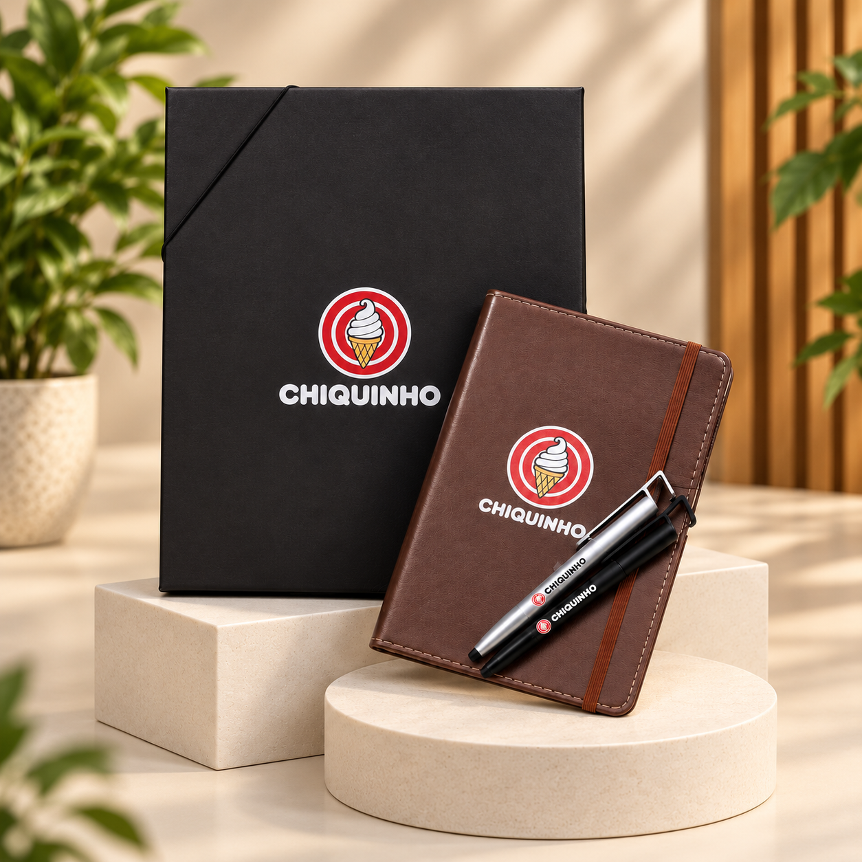 Kit executivo Chiquinho com pasta, caderno e canetas